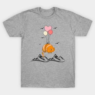 Angry Cat Flaying Balloon Funny T-Shirt